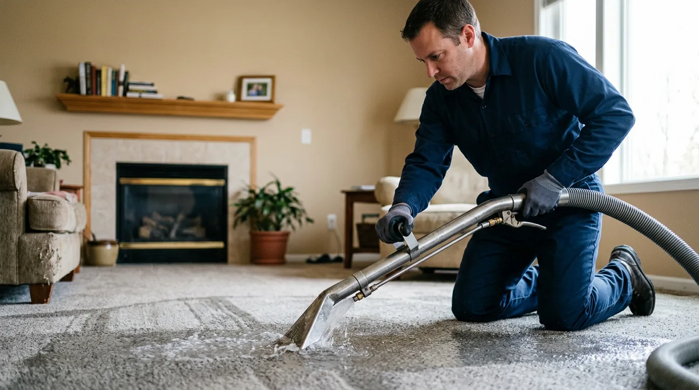Water damage restoration technician working near Sabine, WV
